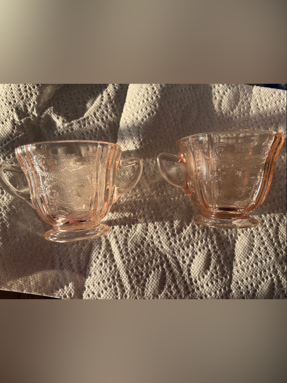 Vintage Pink Federal Glass Creamer and Sugar -